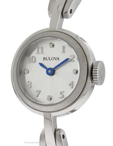 Bulova Womens Classic Bangle Watch - Stainless Steel - Silver Dial - Blue Hands