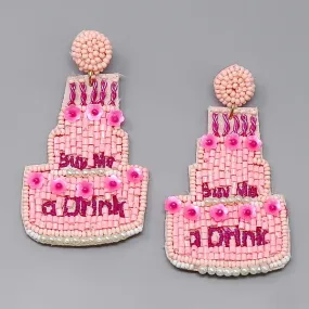 BUY ME A DRINK Birthday Cake Seed Beaded Earrings