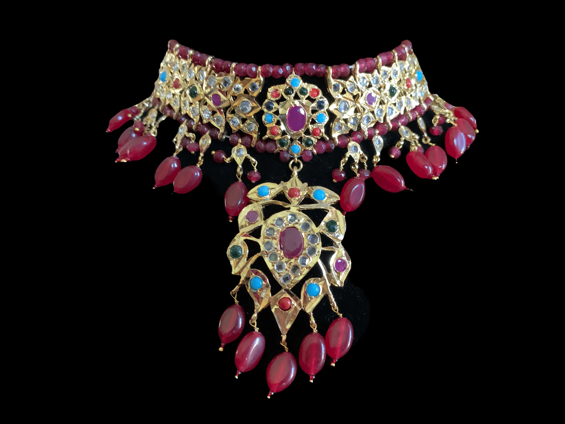 C7 Sahaj choker in Navratan ( READY TO SHIP)