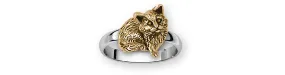 Cat Jewelry Silver And 14k Gold Handmade Cat Ring  MN4-TNR