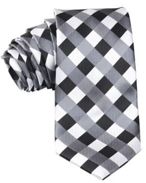 Check Tie - Black, White & Grey