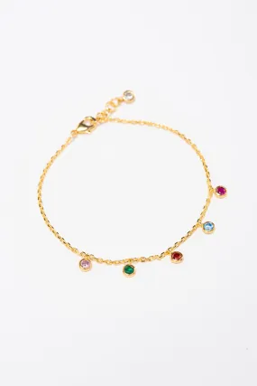 Chloe CZ Gold Dipped Disc Charm Bracelet - Gold Multi Color