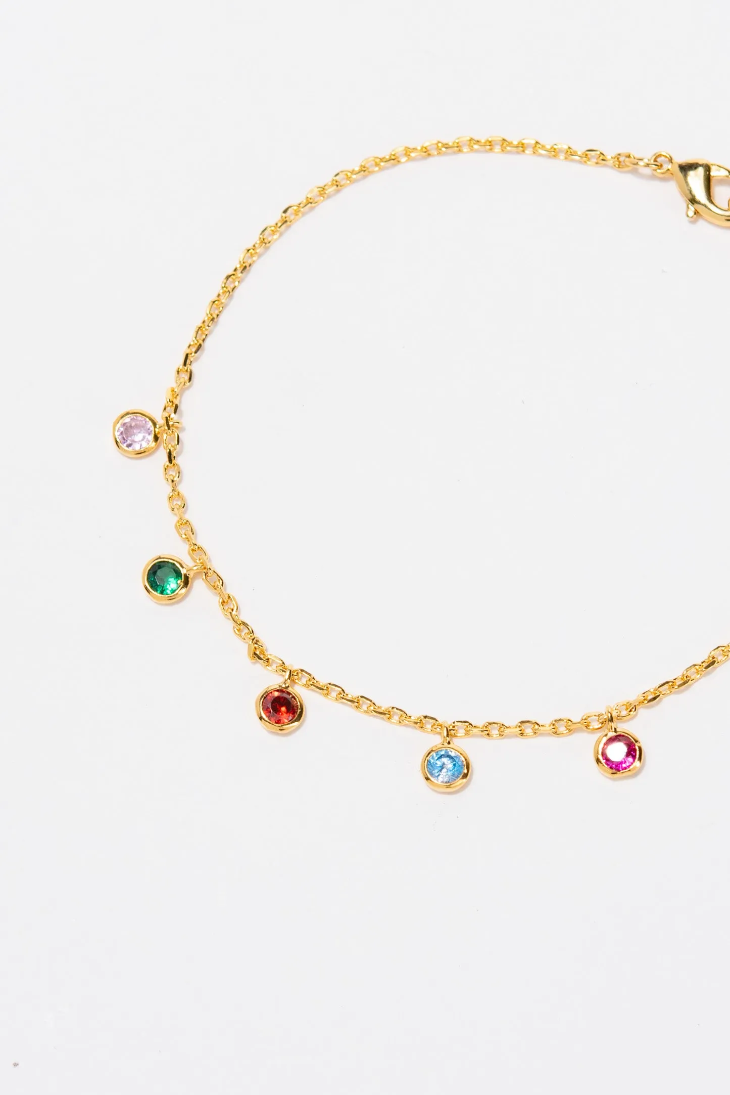 Chloe CZ Gold Dipped Disc Charm Bracelet - Gold Multi Color