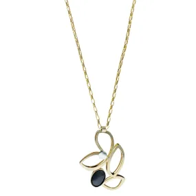 Christophe Poly Open Petals Deep Tanzanite Glass Long Chain Necklace