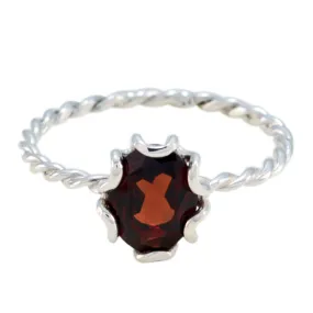 Classy Gem Garnet Solid Silver Ring Best Friend Jewelry For Adults