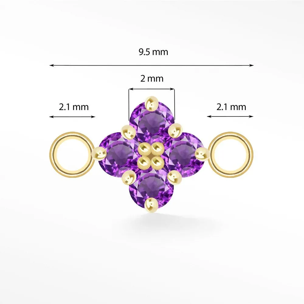 Clover Medium Natural Gemstone 14k Yellow Gold Connectors for Permanent Jewelry