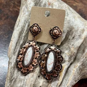 Copper Squash Blossom Western Dangle Earrings