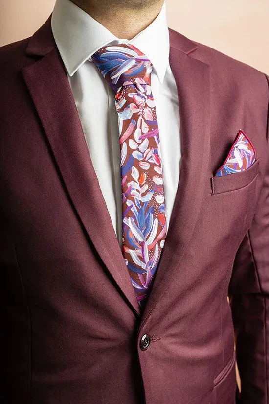 Cotton Tie - Protea Burgundy