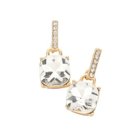 Cushion Square Stone Dangle Evening Earrings