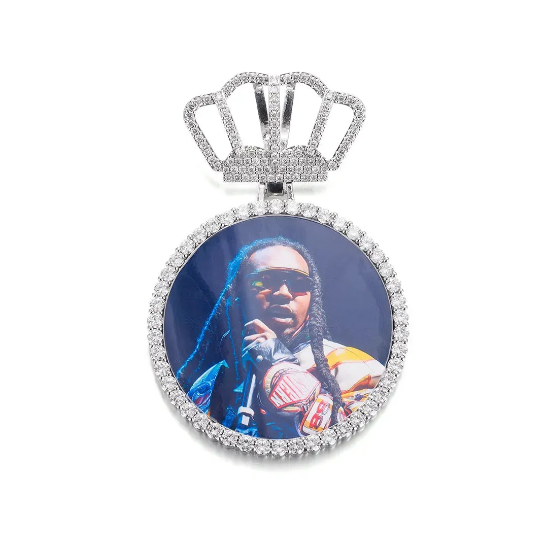 Custom Round Photo Pendant With Crown Bail