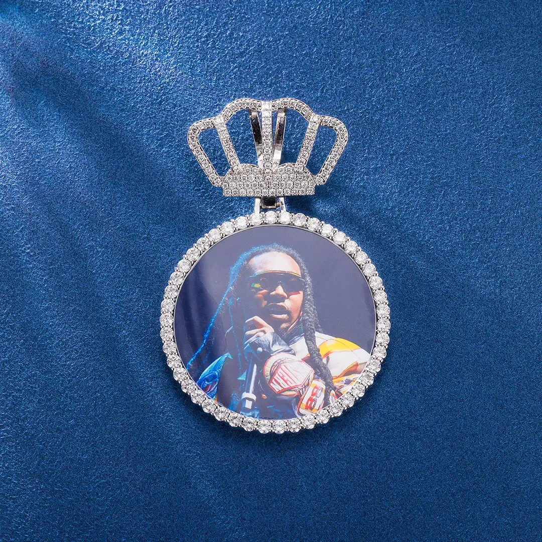 Custom Round Photo Pendant With Crown Bail