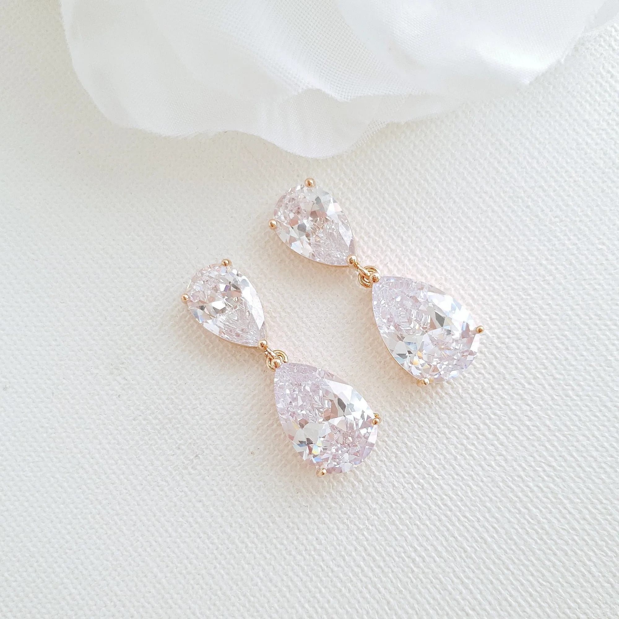 Diamante Drop Earrings-Clara