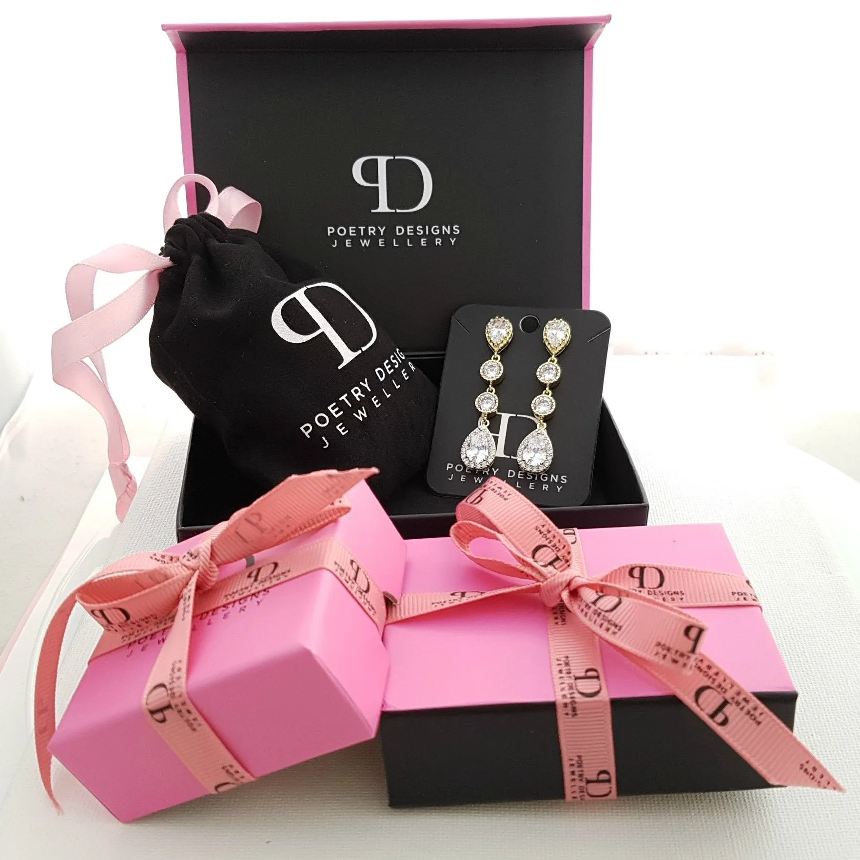 Diamante Drop Earrings-Clara