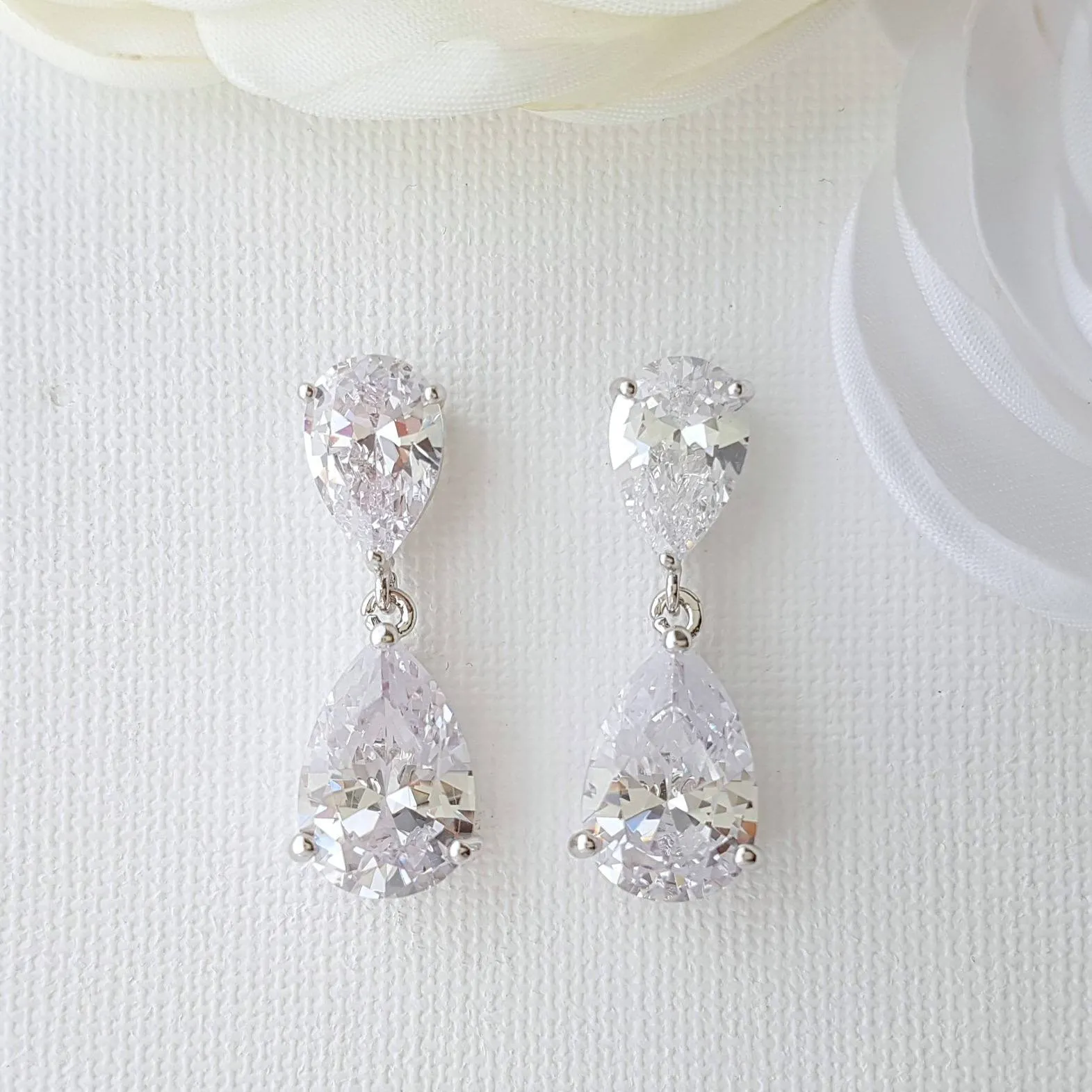 Diamante Drop Earrings-Clara