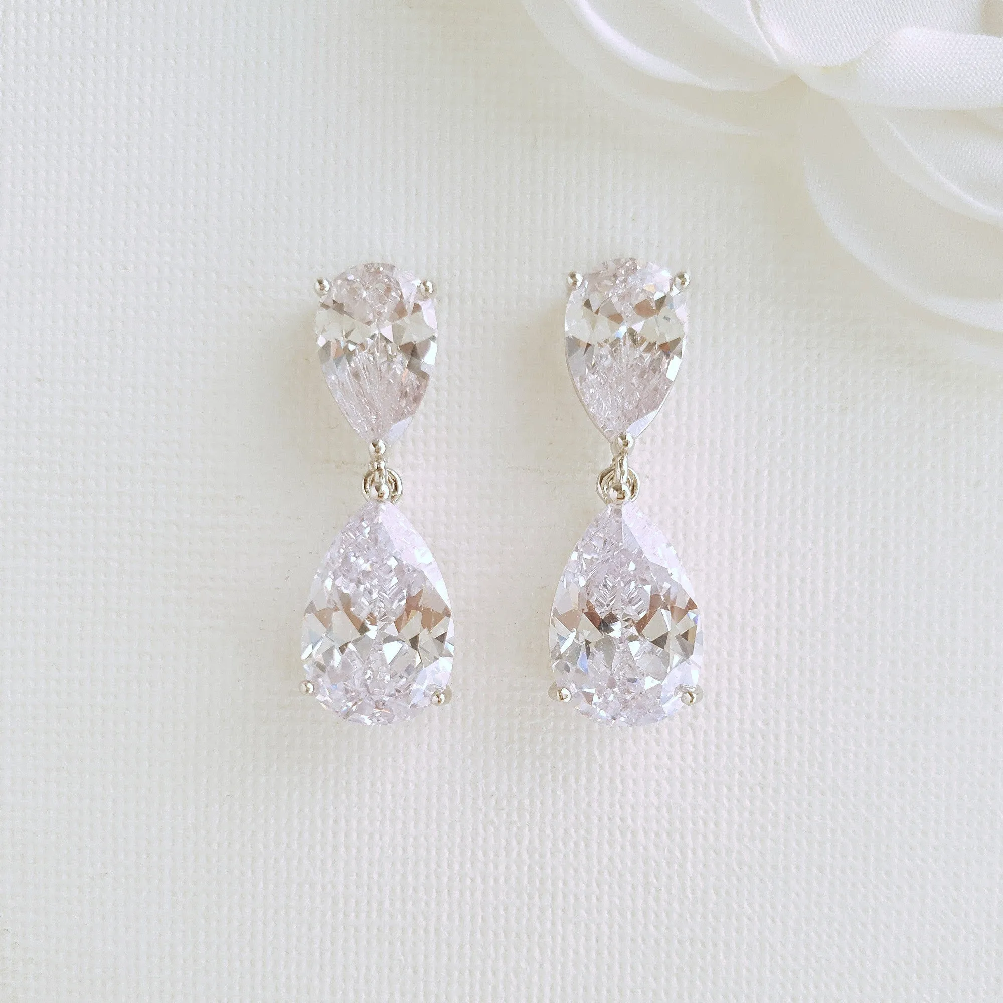 Diamante Drop Earrings-Clara