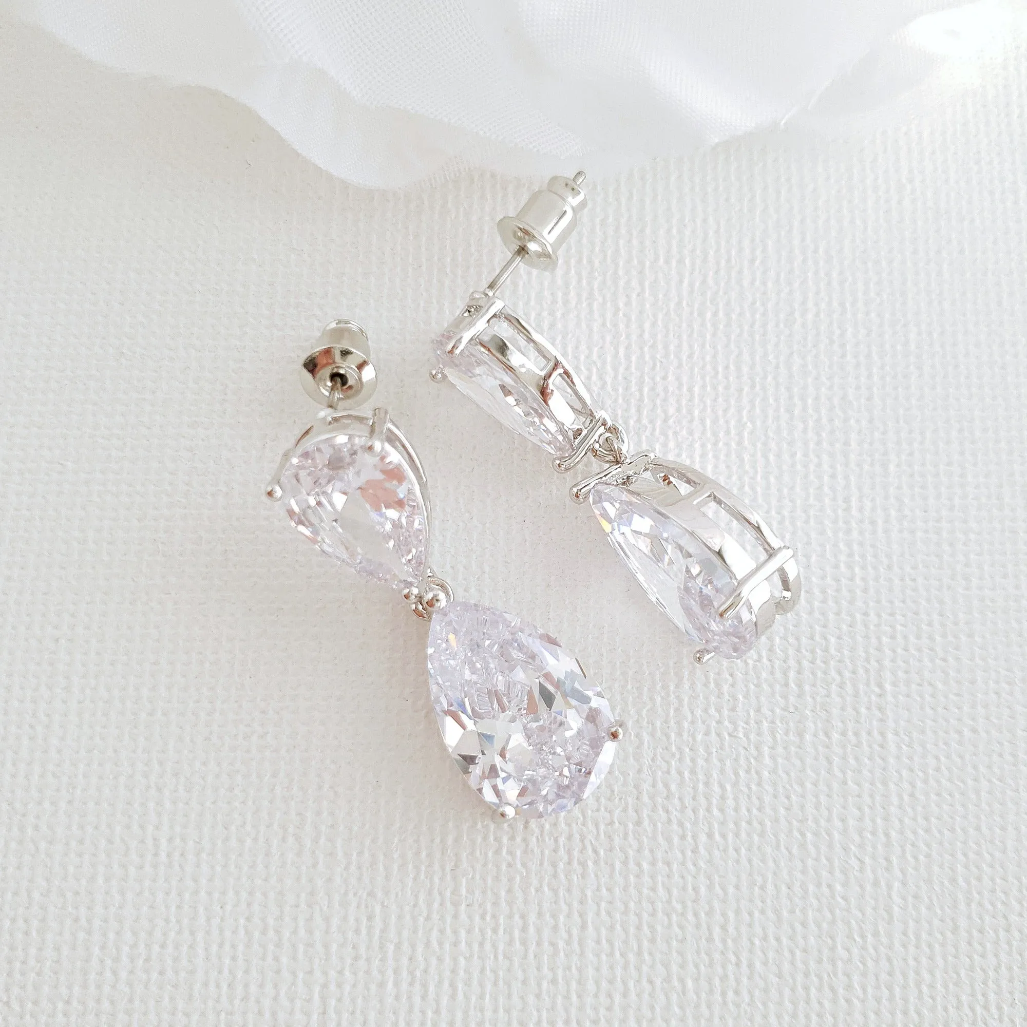 Diamante Drop Earrings-Clara