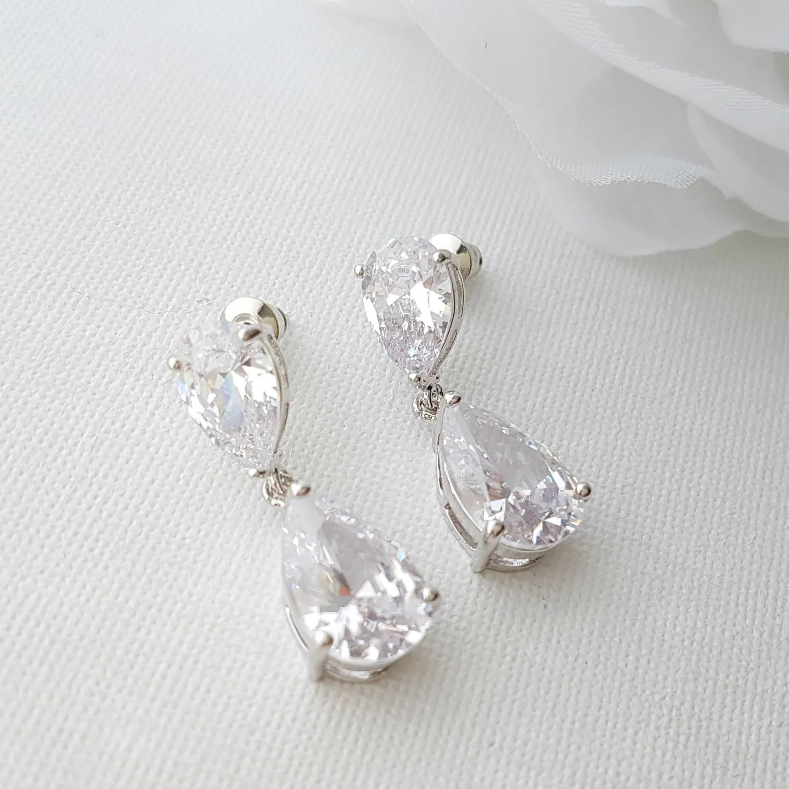 Diamante Drop Earrings-Clara