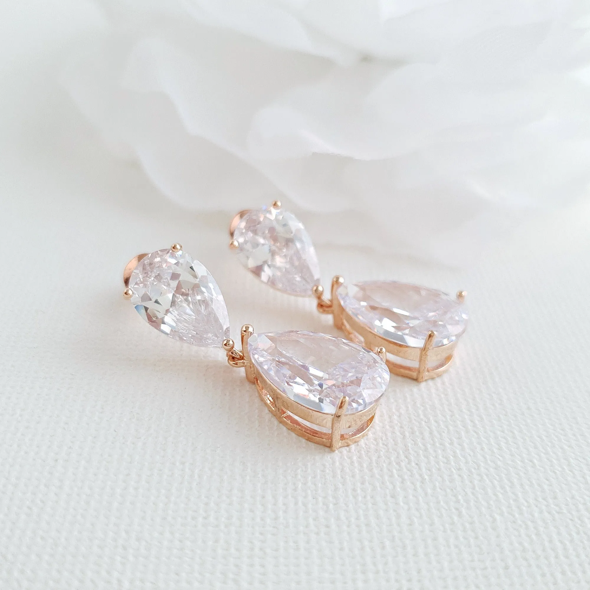 Diamante Drop Earrings-Clara