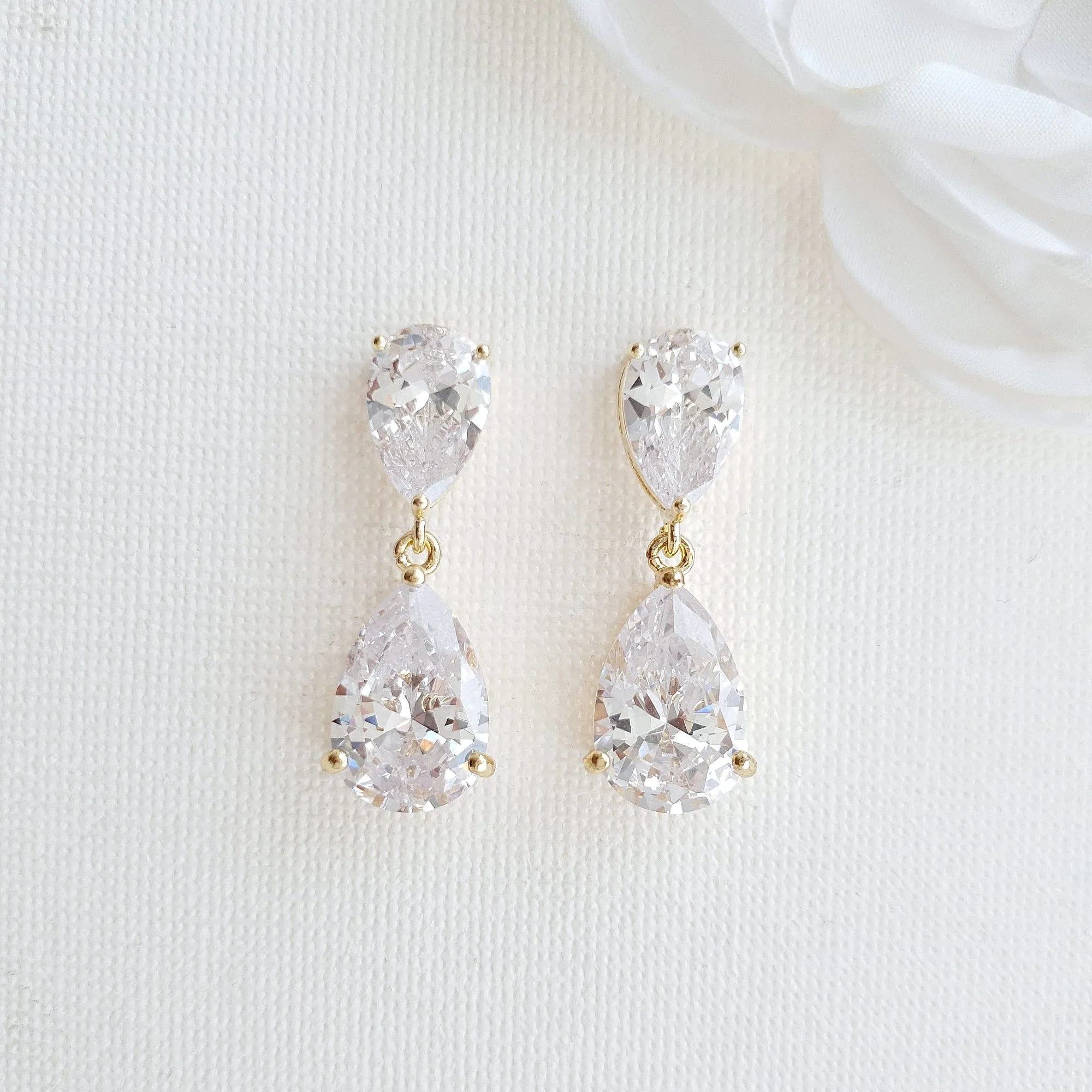 Diamante Drop Earrings-Clara