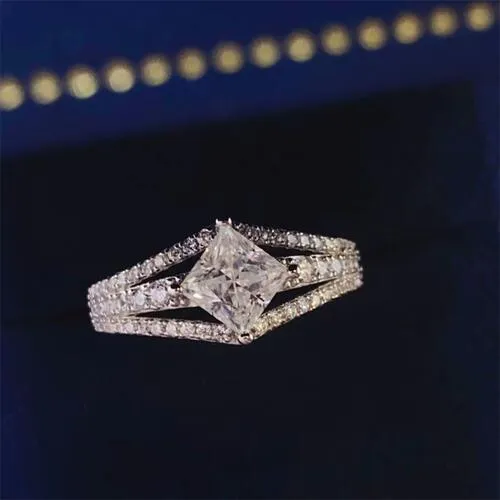 Diamond Shaped Moissanite 1 Carat 925 Sterling Silver Ring