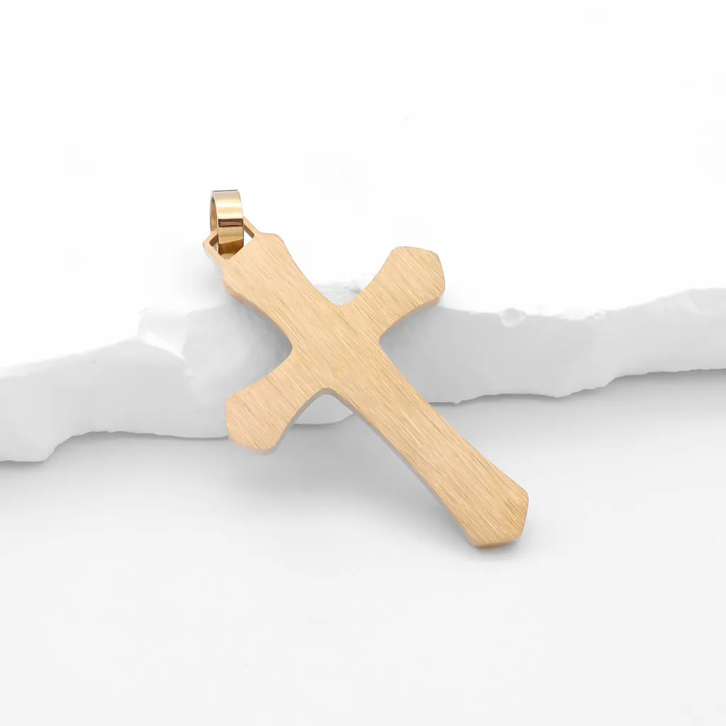 Double Layer Two-Tone Cross Pendant - Gold