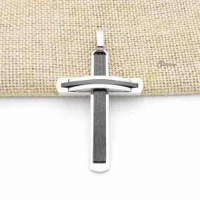 Double Layer Two Tone Cross Pendant