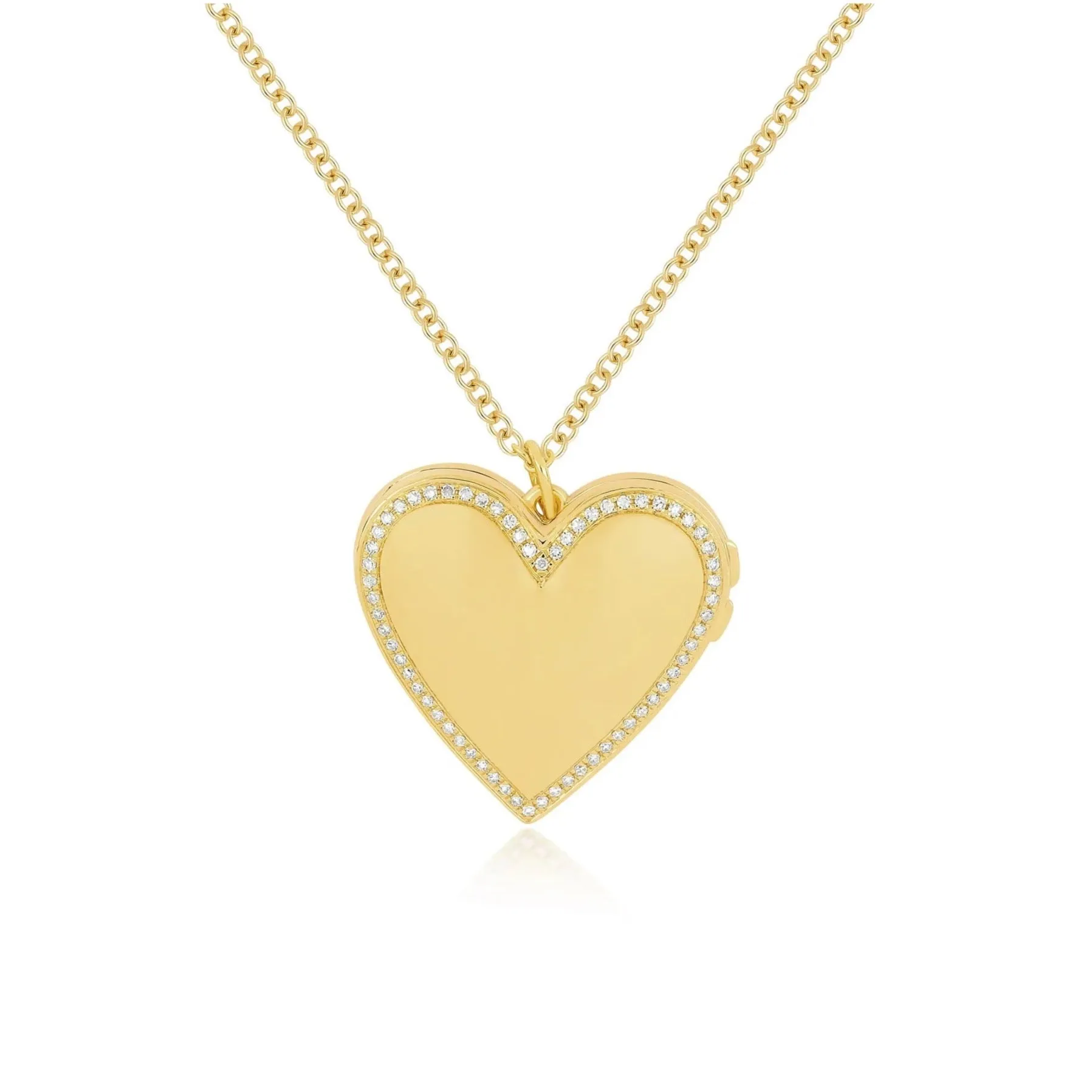 EF Collection - Diamond Heart Locket Necklace, Yellow Gold