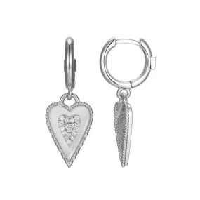 Elle Long Love Sterling Silver Heart Dangle Earrings