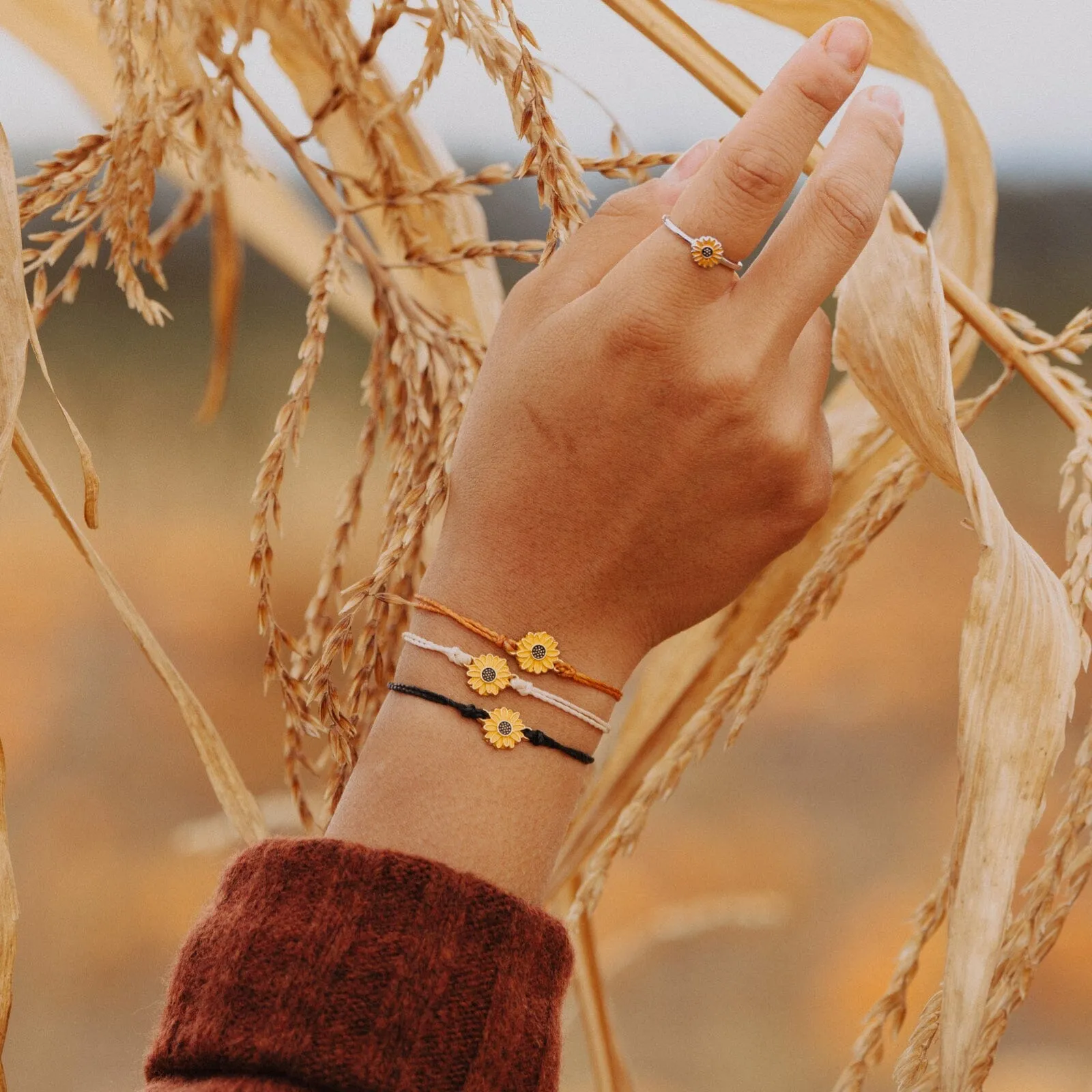 Enamel Sunflower Ring