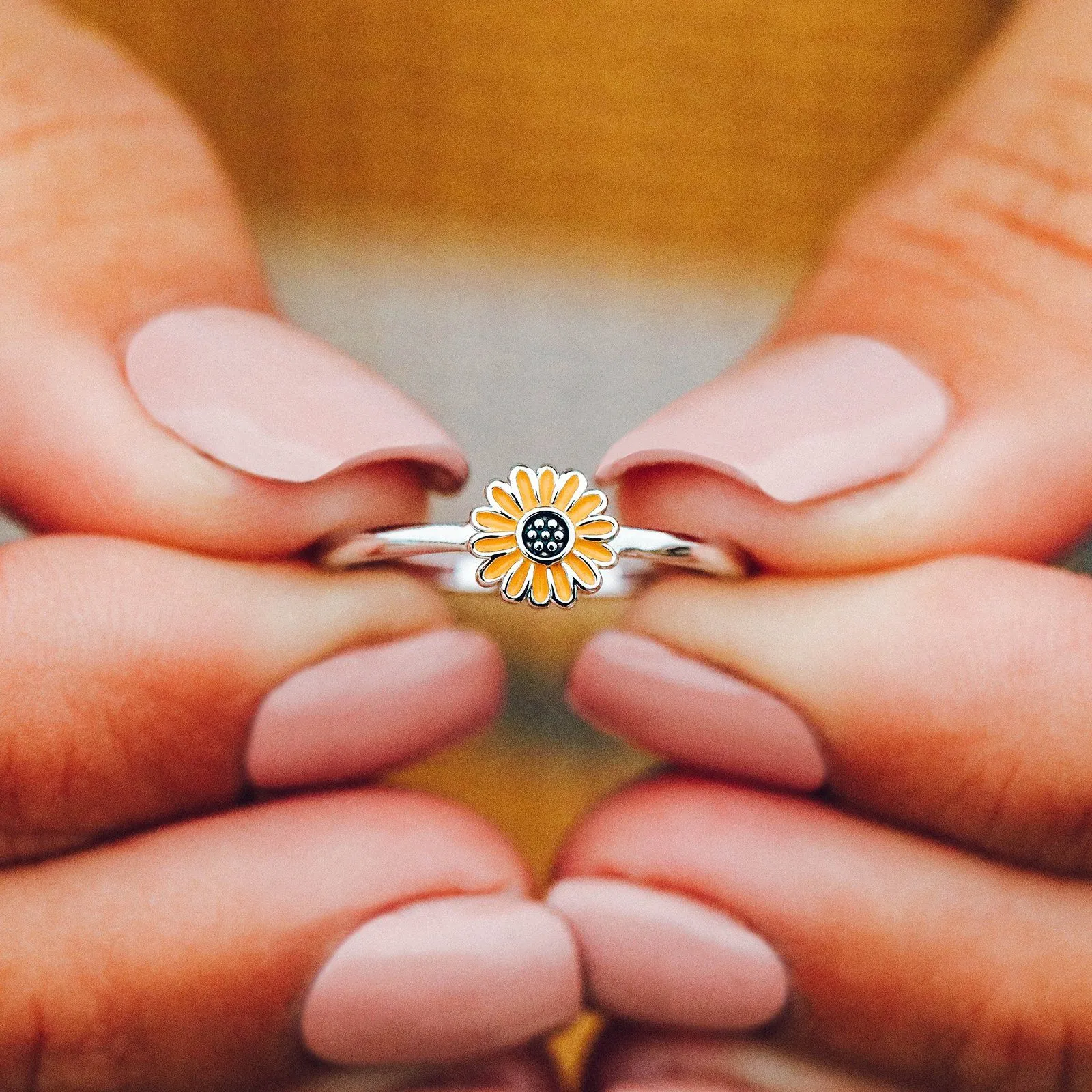 Enamel Sunflower Ring