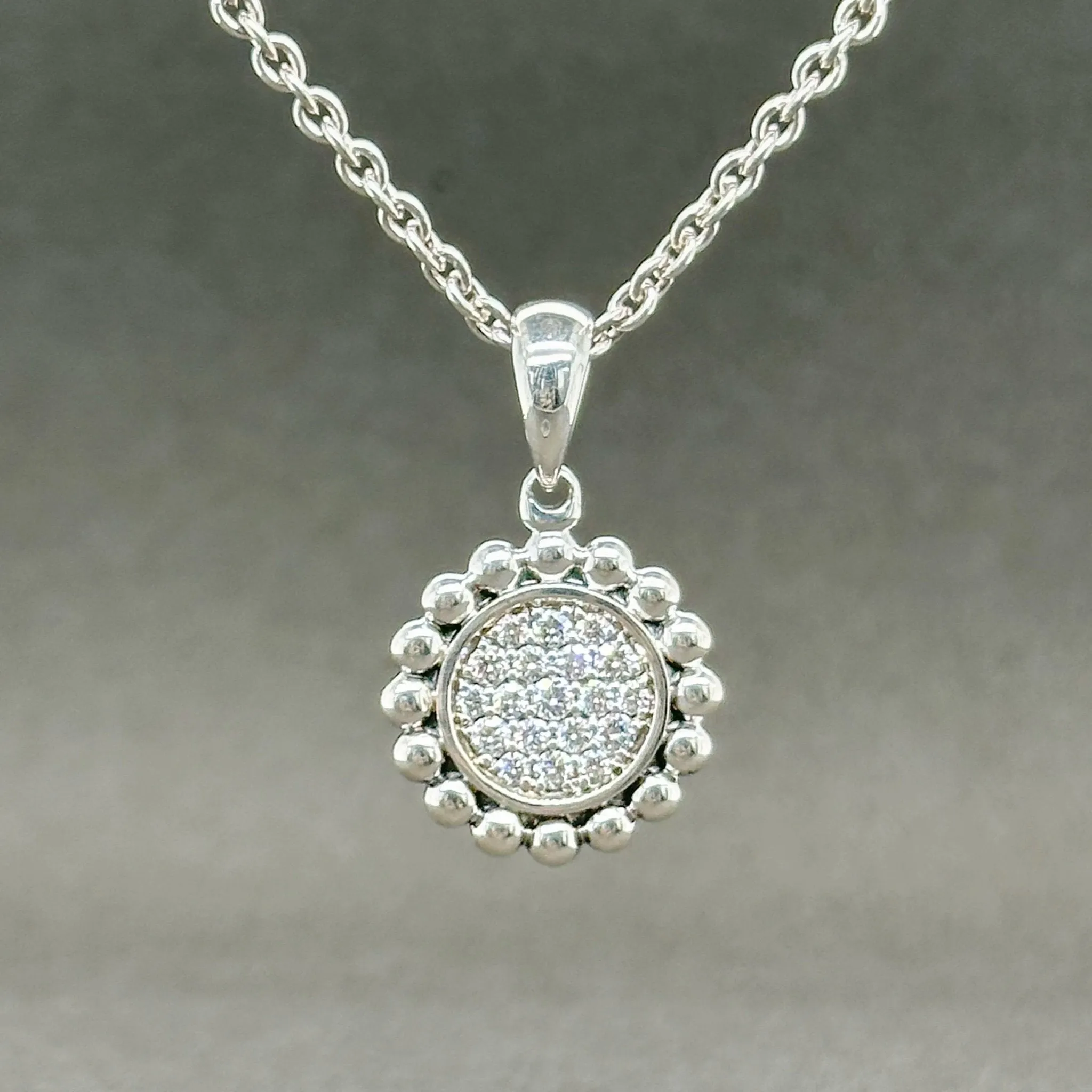 Estate Lagos SS 0.42ctw G-H/SI1 Diamond Caviar Spark Pendant