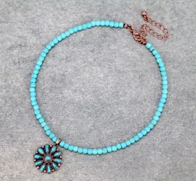 Floral turquoise CHOKER