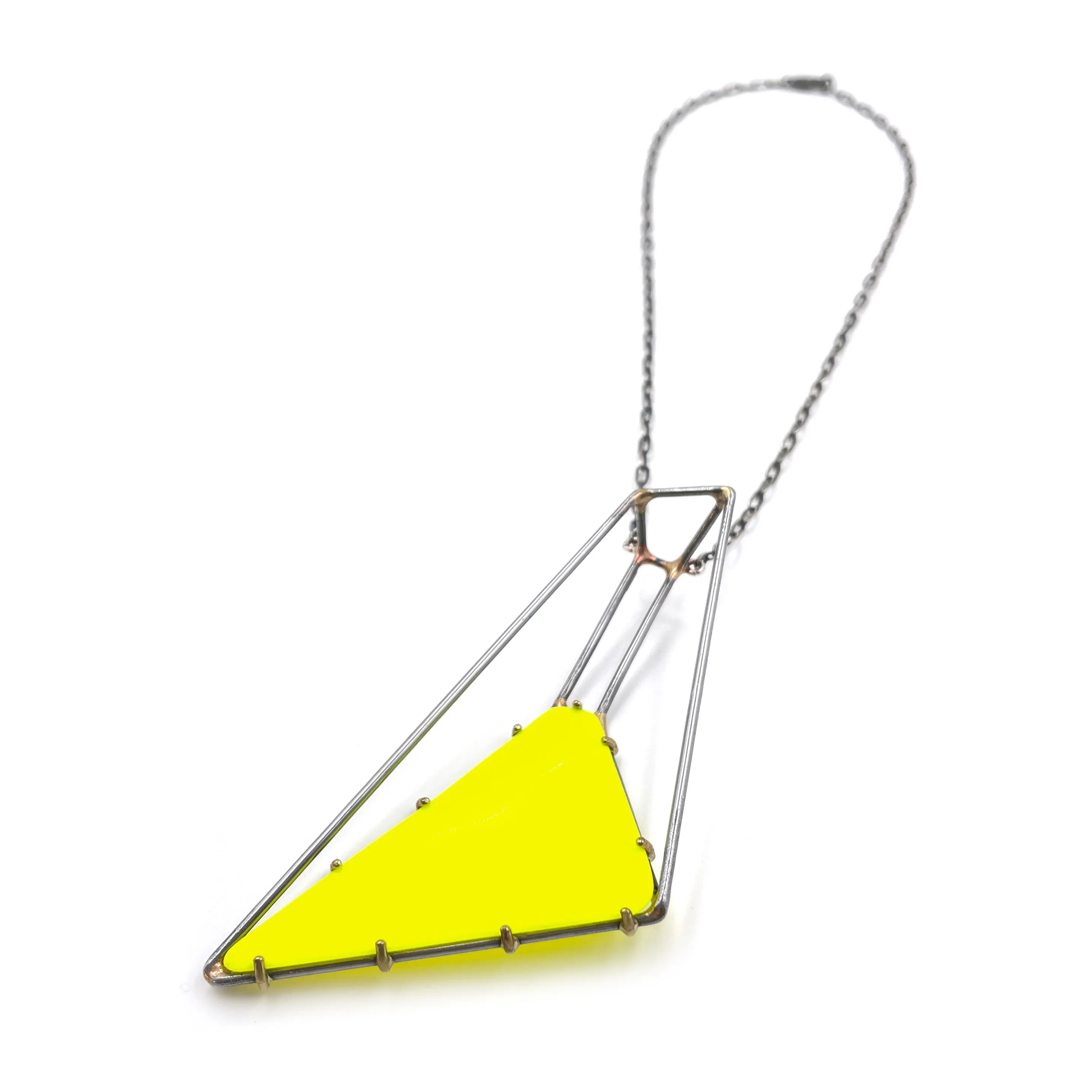 Foundation Trapezoid Vinyl Necklace, Neon Yellow