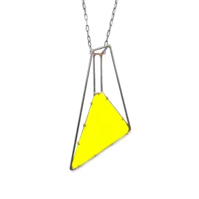 Foundation Trapezoid Vinyl Necklace, Neon Yellow