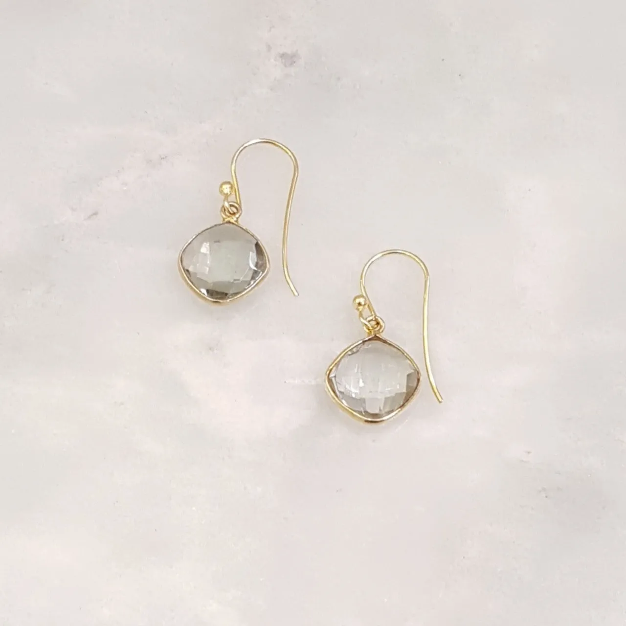 Green Amethyst Single Drop Hook Earrings