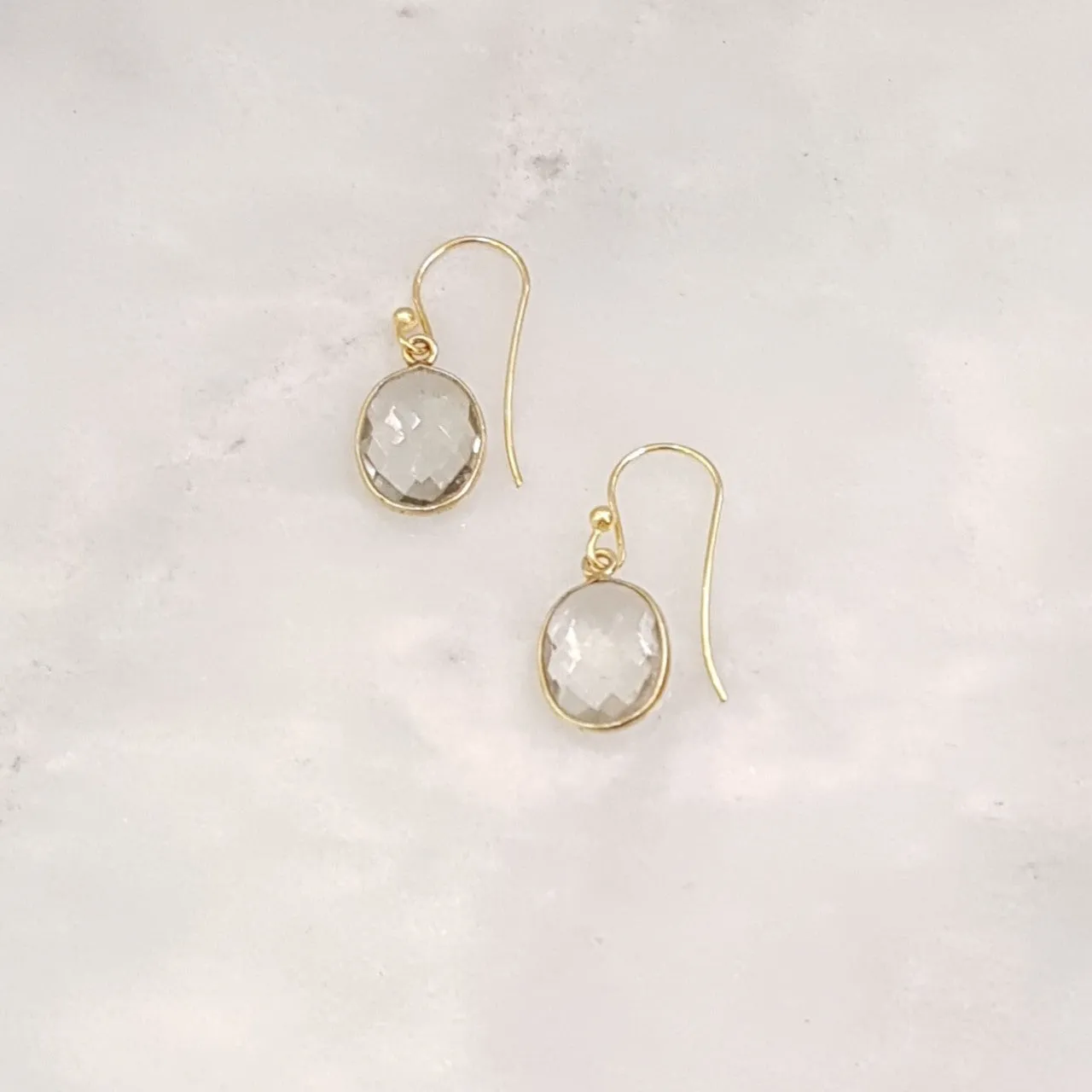 Green Amethyst Single Drop Hook Earrings