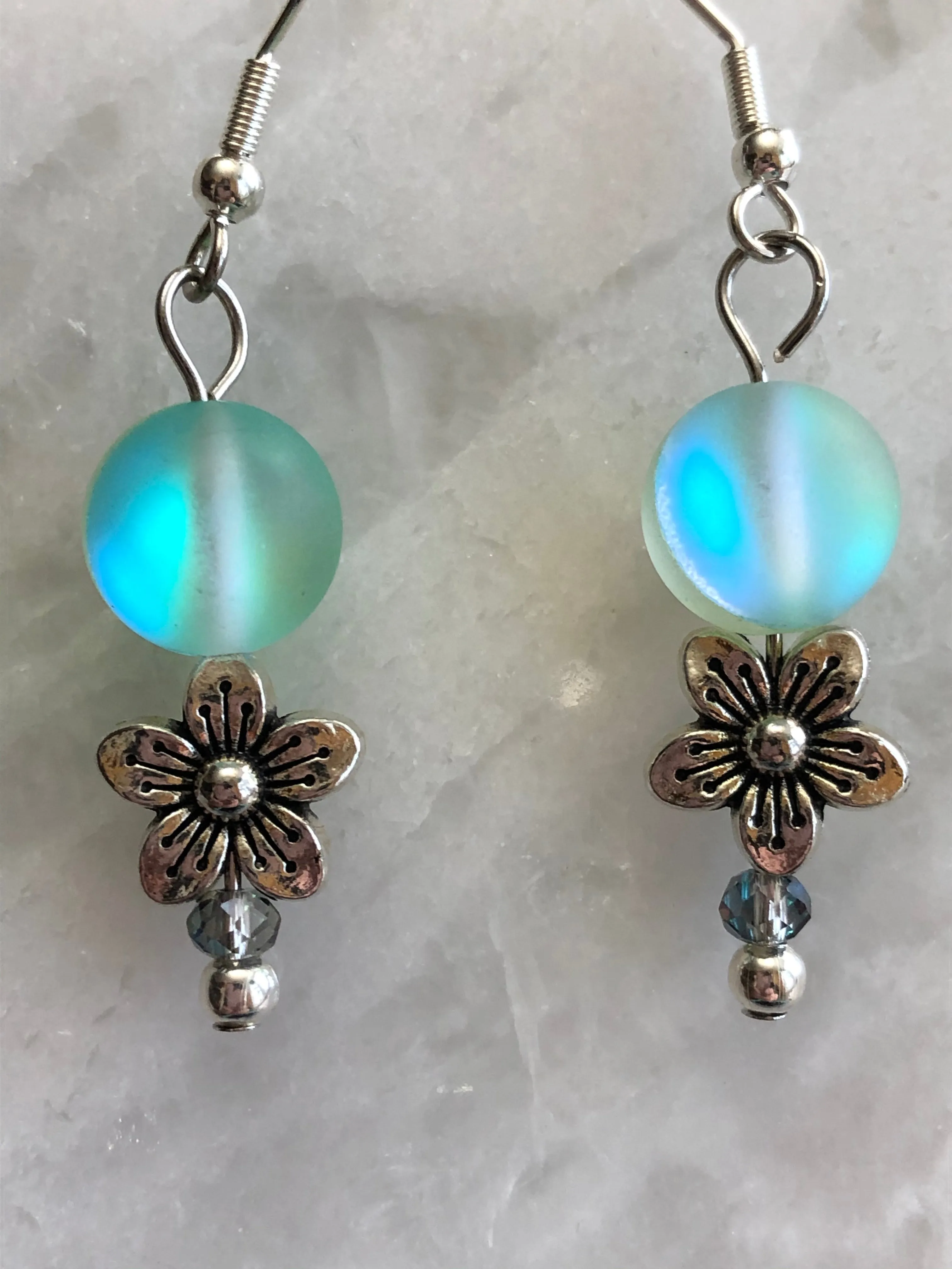 Green Opalescent Glass Earrings