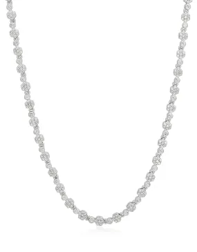 Hex Pave Disc Necklace- Silver