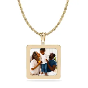 High Polished Square Photo Pendant