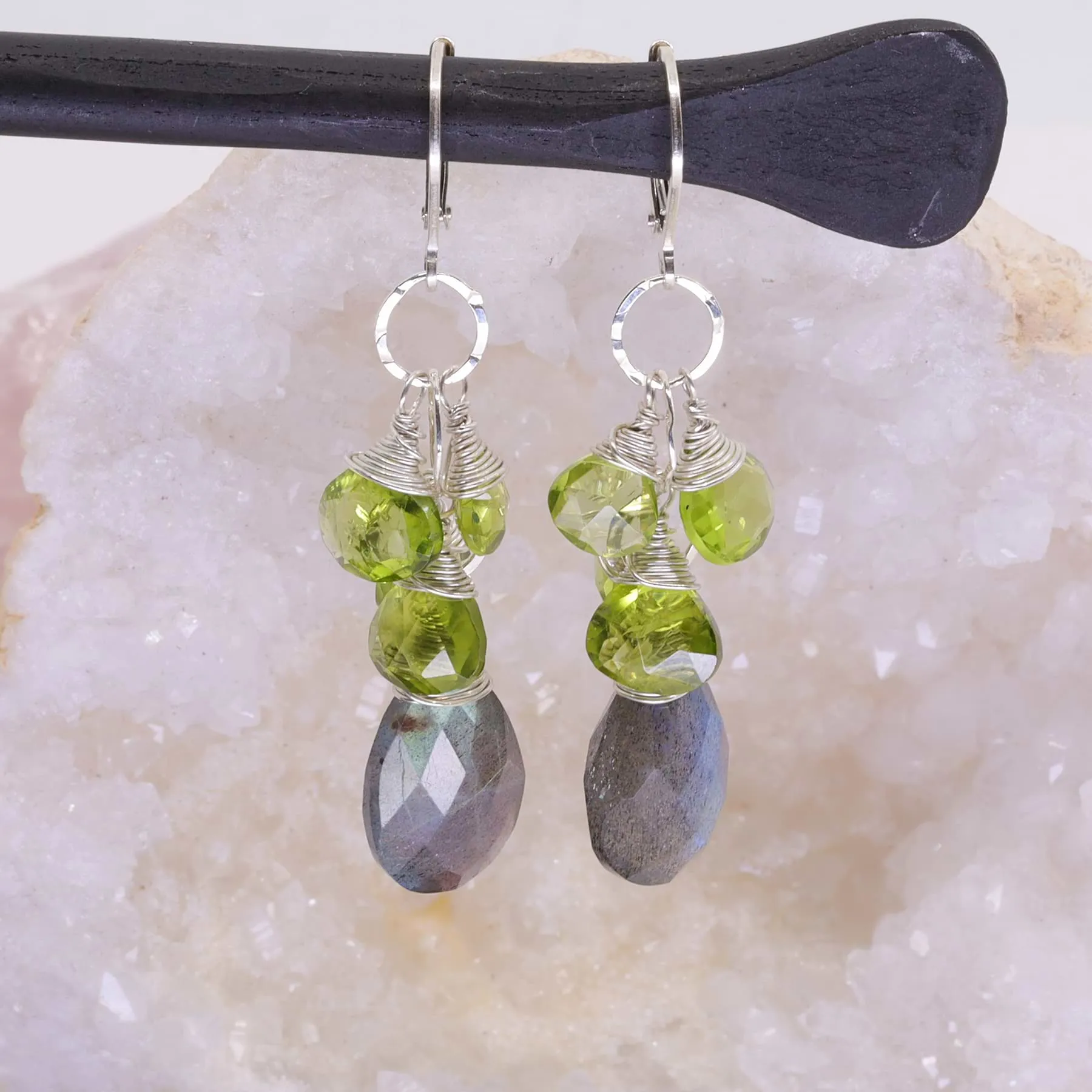 Labrador - Labradorite and Peridot Drop Earrings