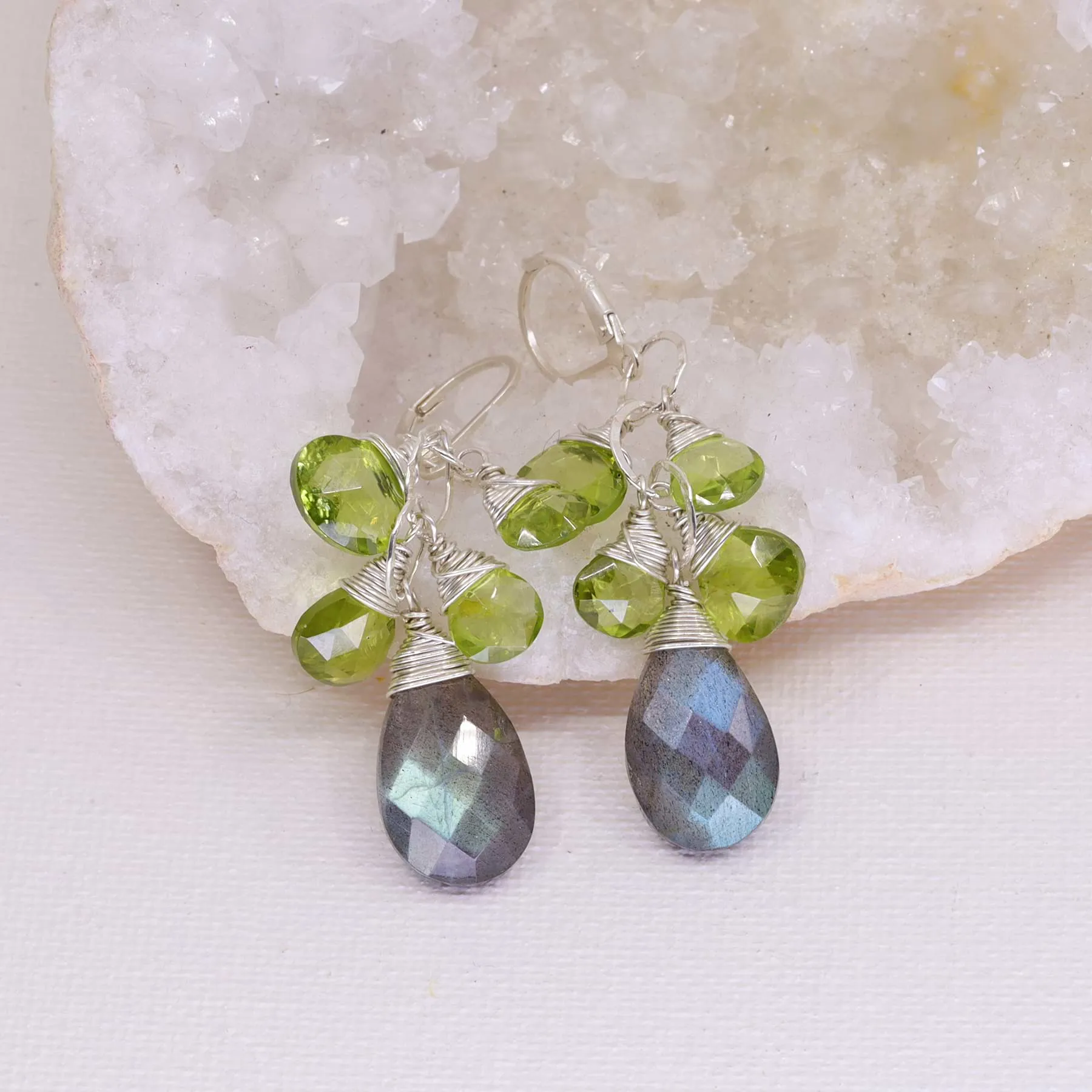 Labrador - Labradorite and Peridot Drop Earrings