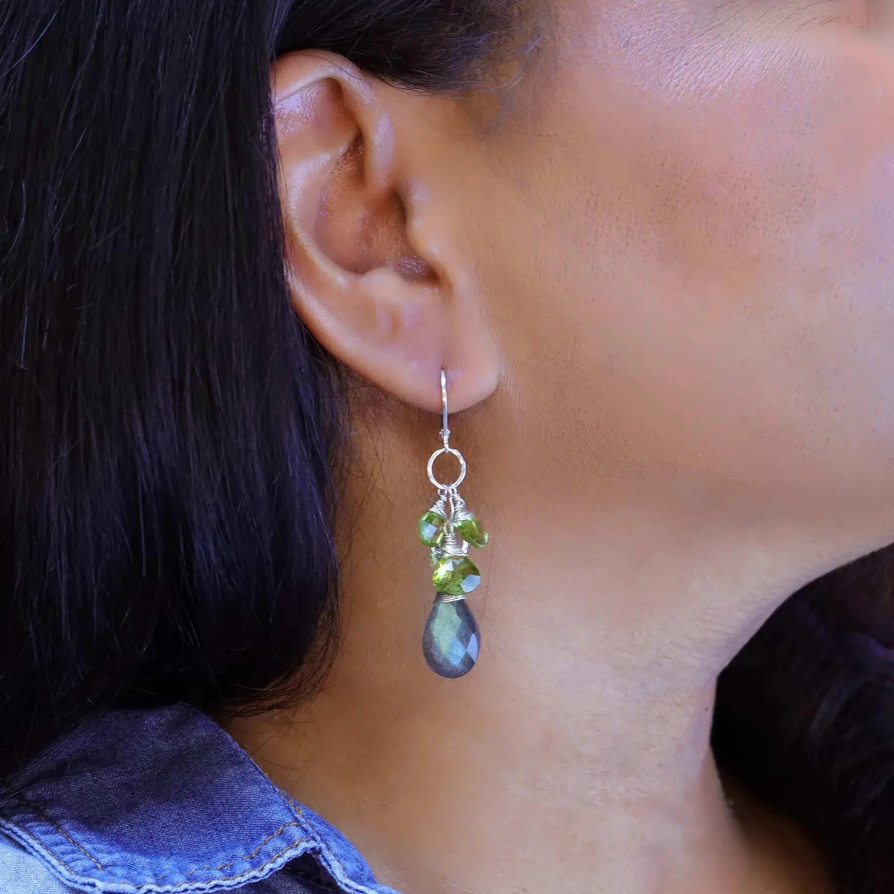 Labrador - Labradorite and Peridot Drop Earrings