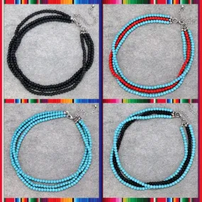 Layered beaded turquoise CHOKER