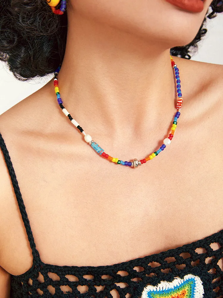 LB Rainbow Beaded Necklace  LOJL50 CUSTOMIZE