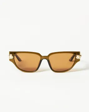 Le Specs Serpens Link Cat-Eye Sunglasses | Olive/Pearl