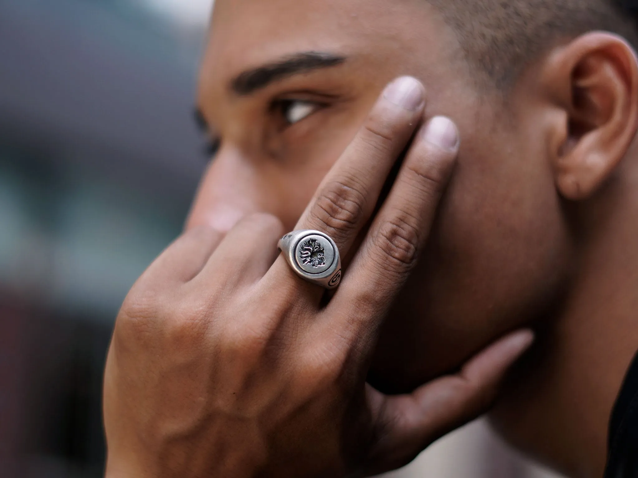 Lion Signet Ring in Sterling Silver