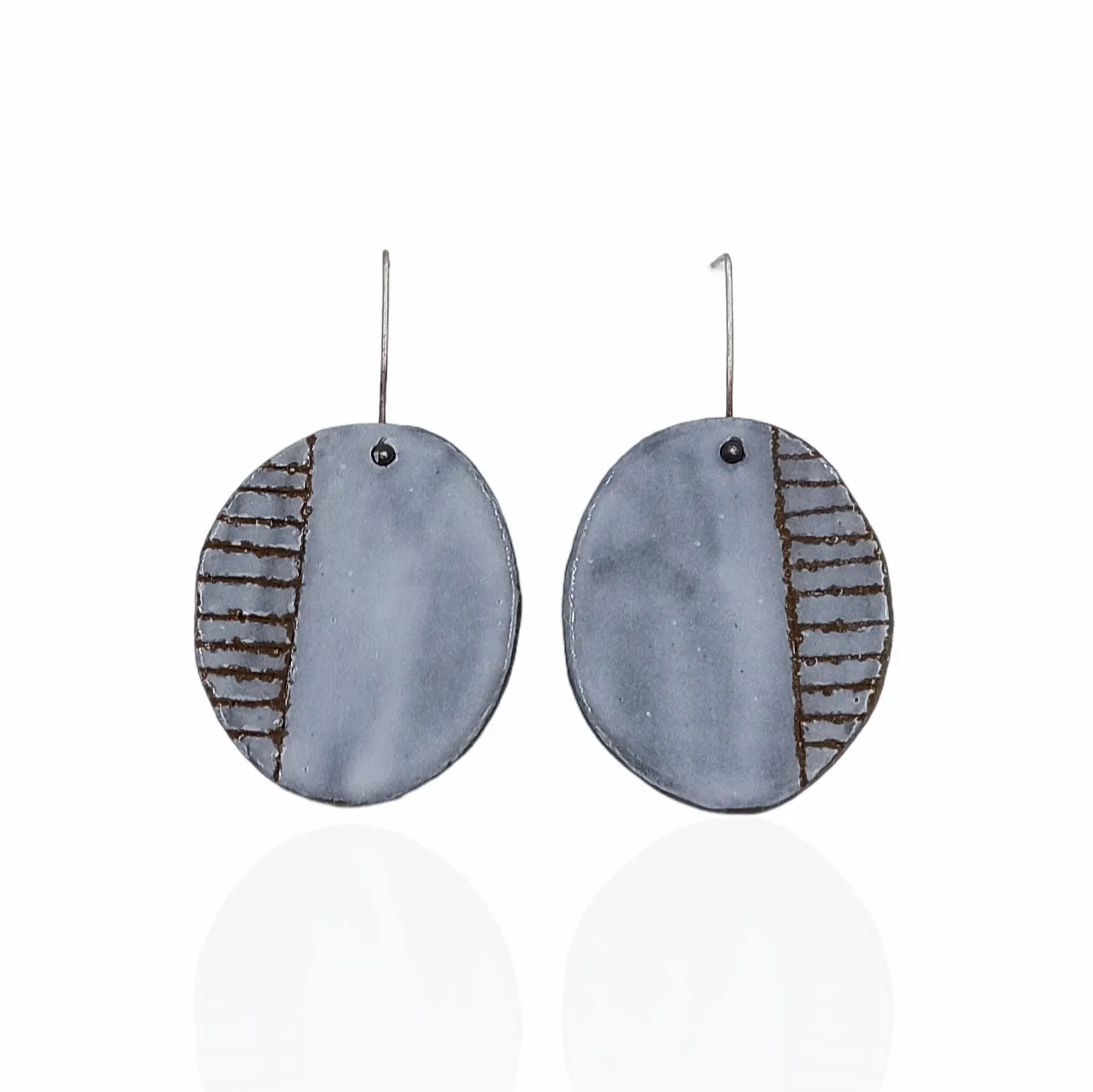 Long Ceramic Oval Earrings