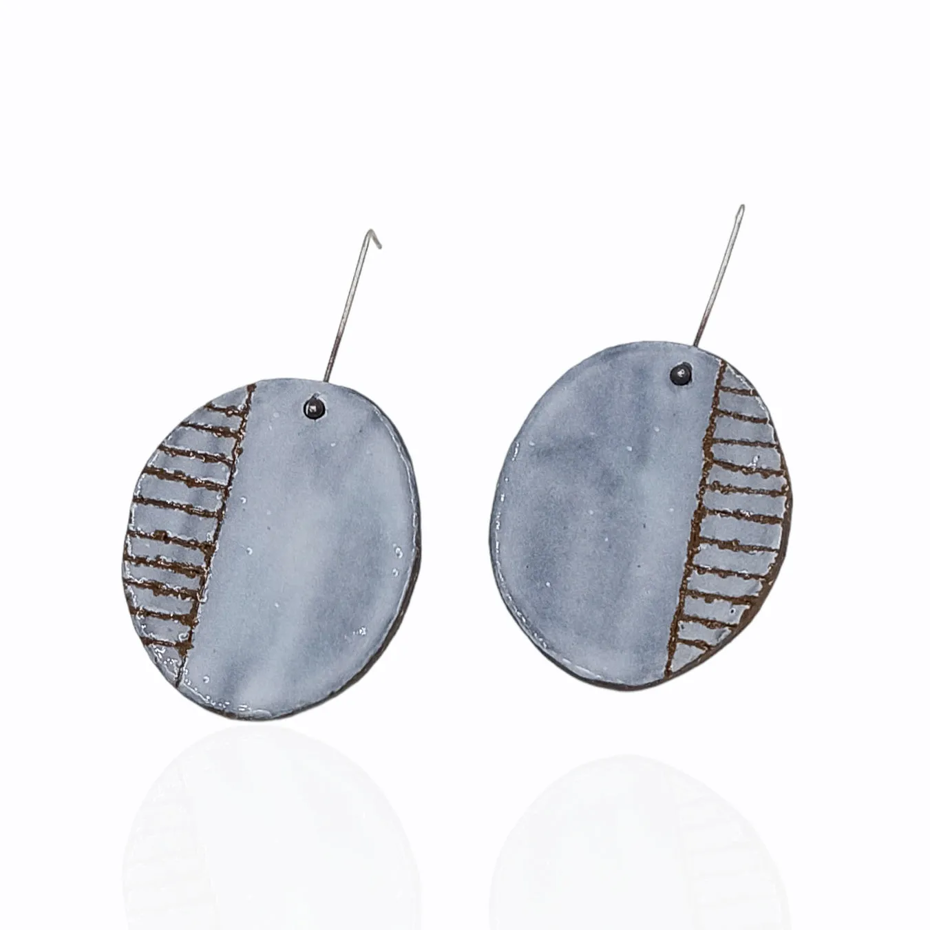 Long Ceramic Oval Earrings