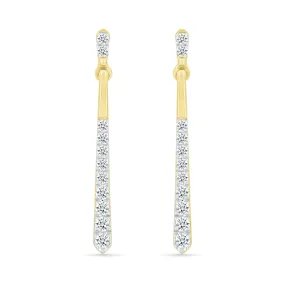 Long Diamond Dangle Stud Earrings