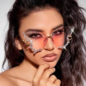 MAC116 Large Frame High-end Diamond-encrusted Butterfly Anti-UV Sunglasses